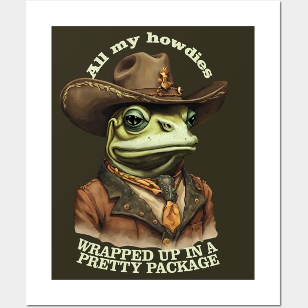 Vintage funny animal cowboy frog howdy western lingo Wall Art by BigMRanch